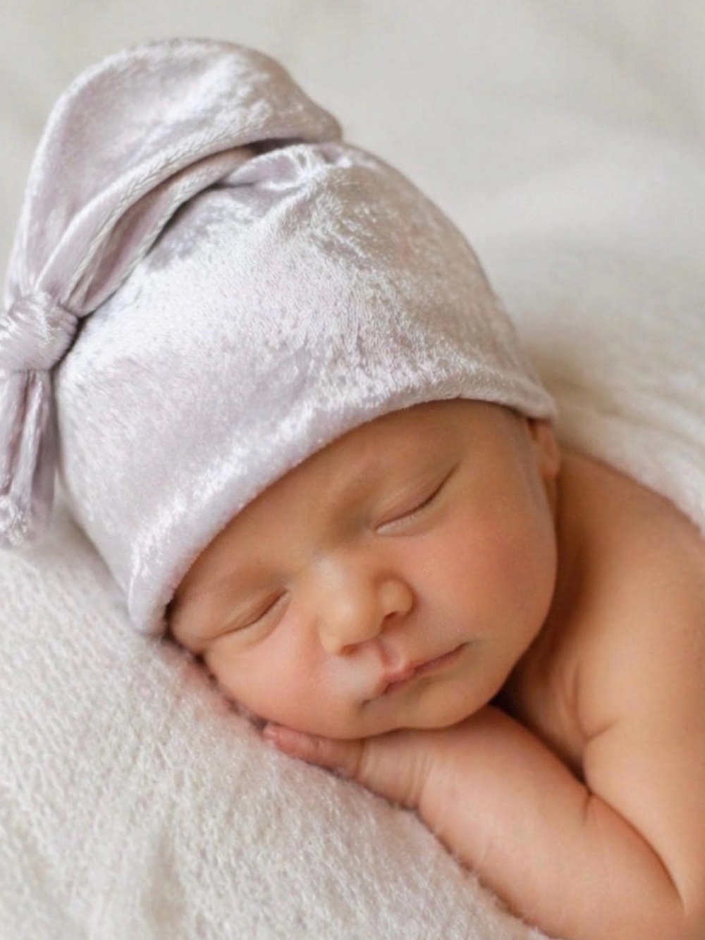 Handmade Stretch Velvet Newborn Sleepy Cap | soft top knot hospital hat | prop